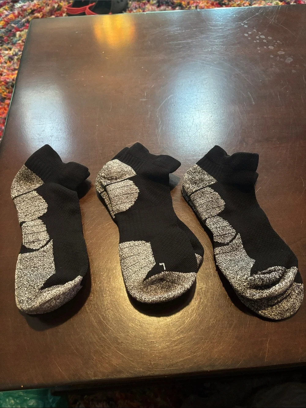 3 Pair Black Low-Cut Athletic Socks with Gray Cushioned Soles NWOT